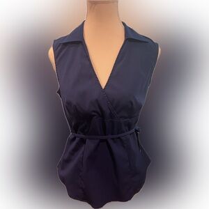 Express Blue Womens Business Casual V Neck Sleeveless Top Size Medium